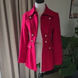 White House Black Market Red Pea Coat XS